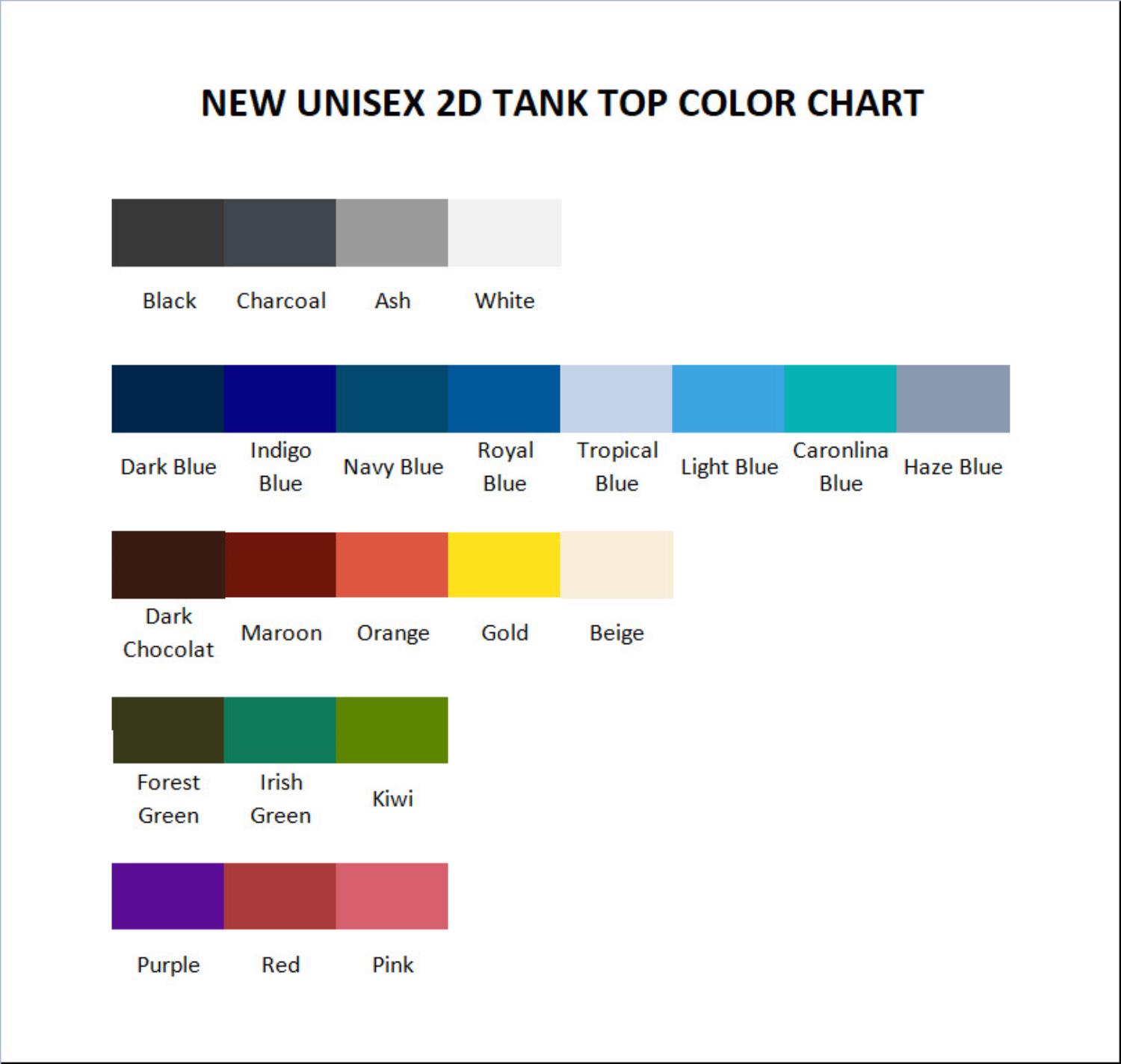 tank top color chart - Hank Williams III Merch