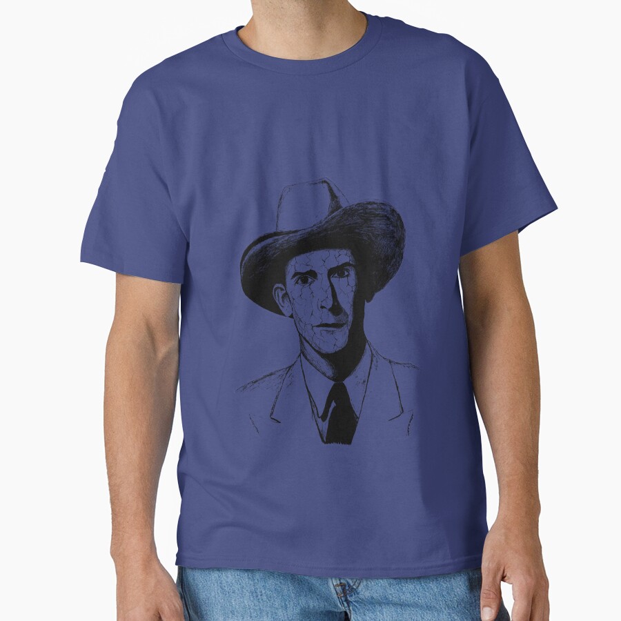 Poor Hank Williams Black Portrait Pen Drawing Transparent T-shirt - Image 4
