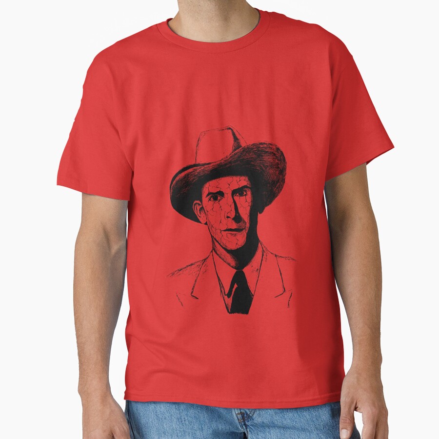 Poor Hank Williams Black Portrait Pen Drawing Transparent T-shirt - Image 5
