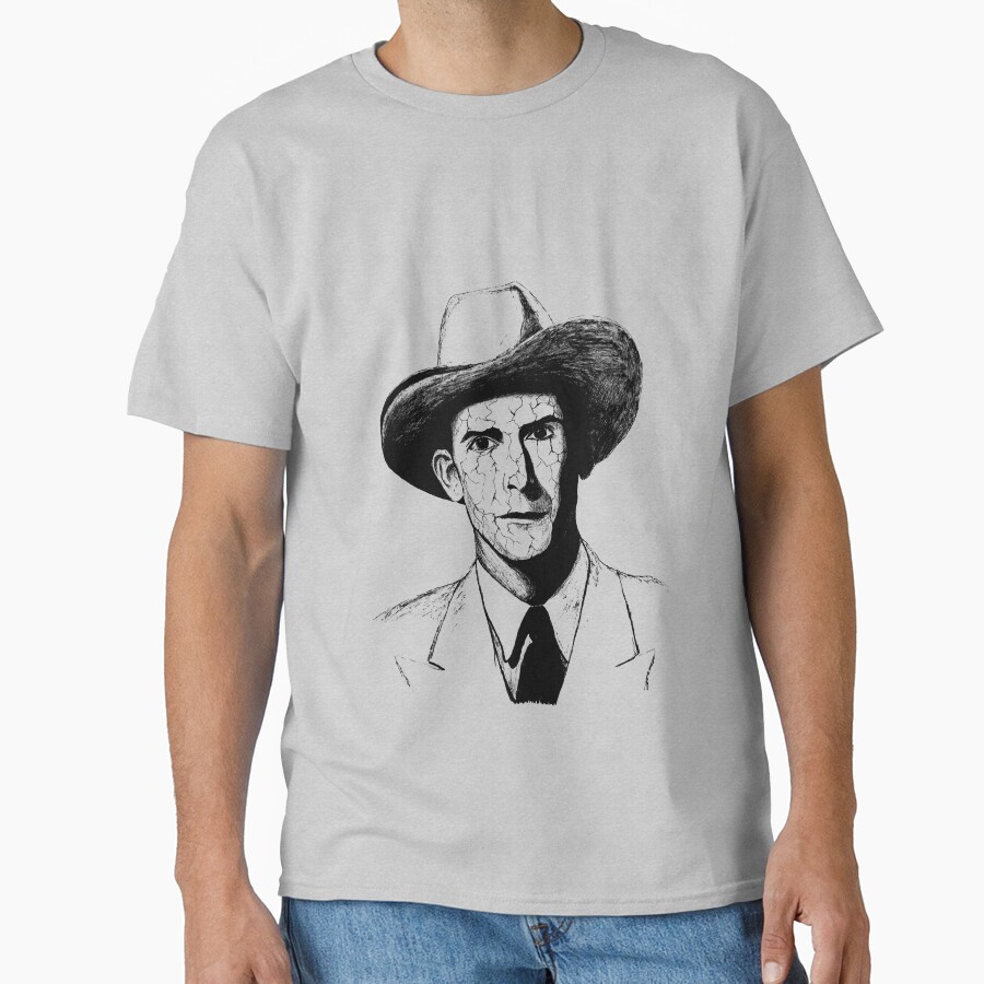 Poor Hank Williams Black Portrait Pen Drawing Transparent T-shirt - Image 3