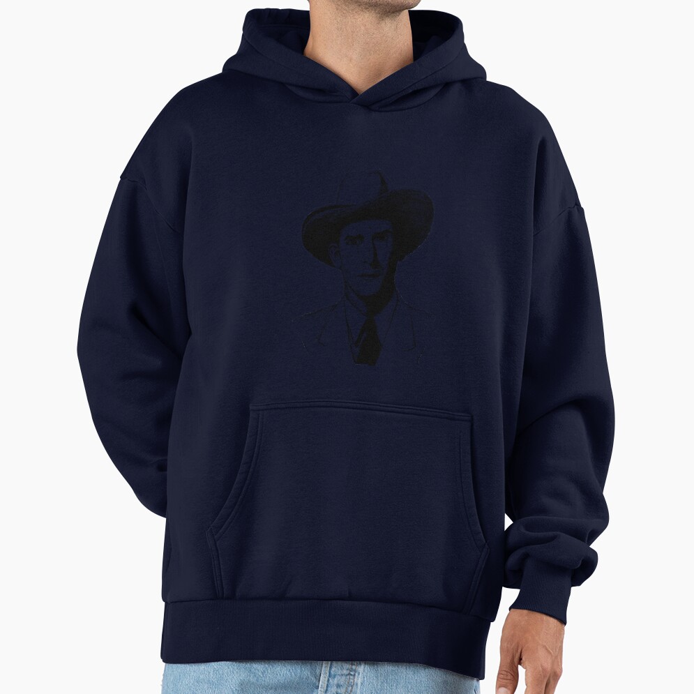 Poor Hank Williams Black Portrait Pen Drawing Transparent Hoodie - Image 5