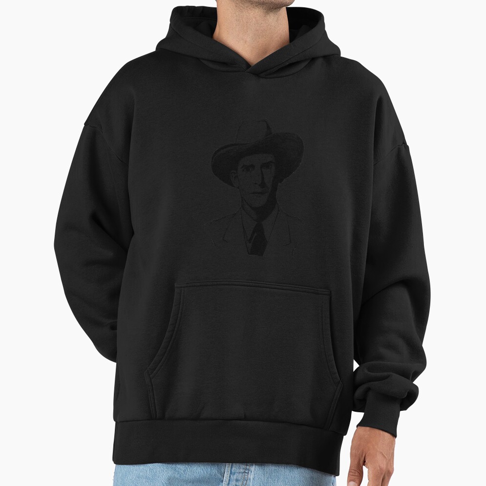 Poor Hank Williams Black Portrait Pen Drawing Transparent Hoodie - Image 2