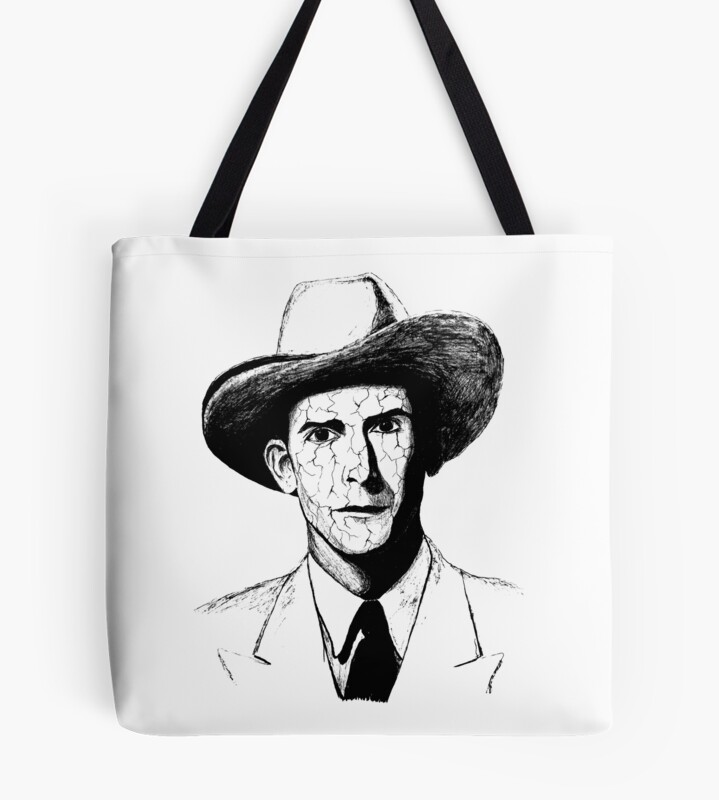 Poor Hank Williams Black Portrait Pen Drawing Transparent Tote Bag