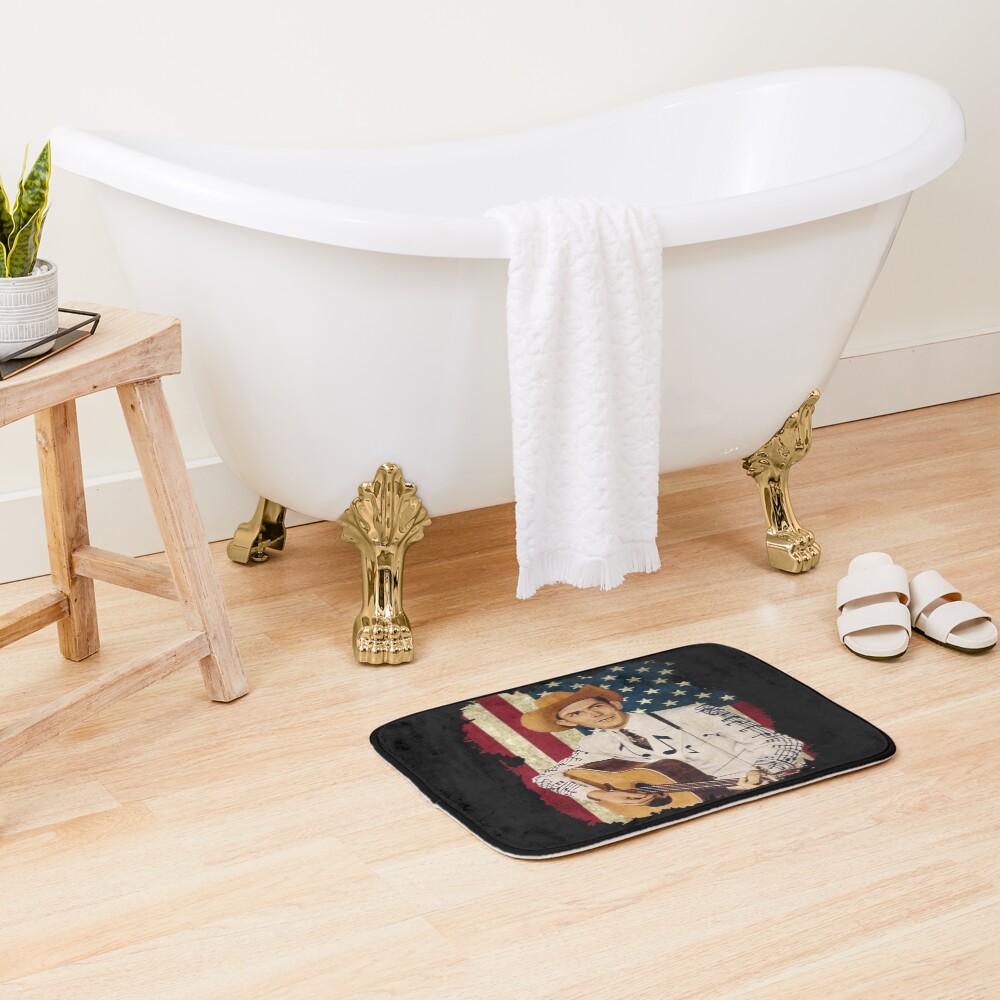Hank Guitar Distressed Classic T Shirt Bath Mat - Image 2