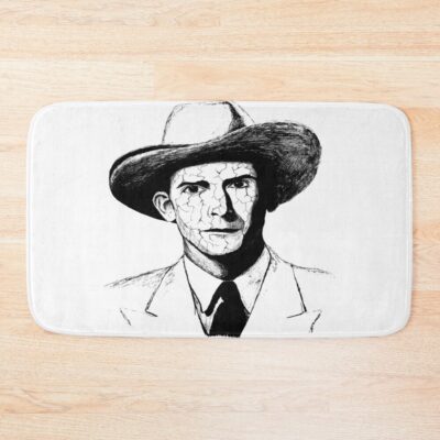 Poor Hank Williams Black Portrait Pen Drawing Transparent Bath Mat
