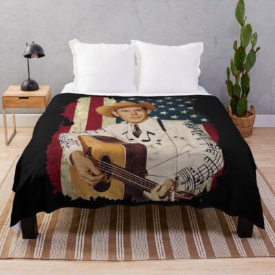 Hank Guitar Distressed Classic T Shirt Throw Blanket