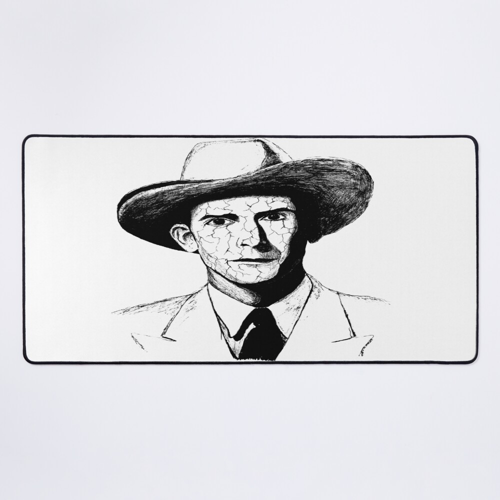 Poor Hank Williams Black Portrait Pen Drawing Transparent Mouse Pad