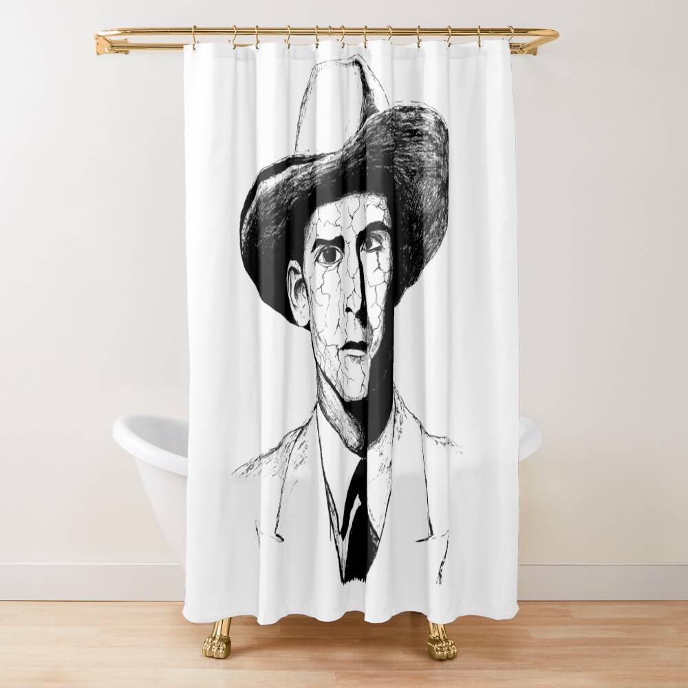 Poor Hank Williams Black Portrait Pen Drawing Transparent Shower Curtain
