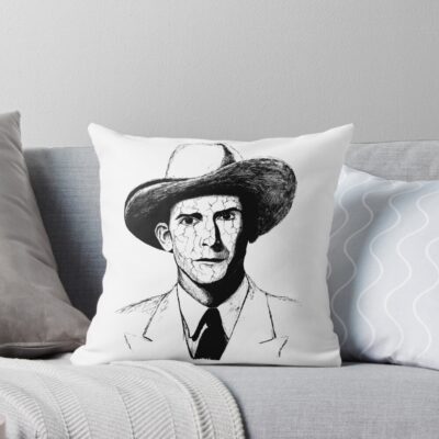 Poor Hank Williams Black Portrait Pen Drawing Transparent Throw Pillow